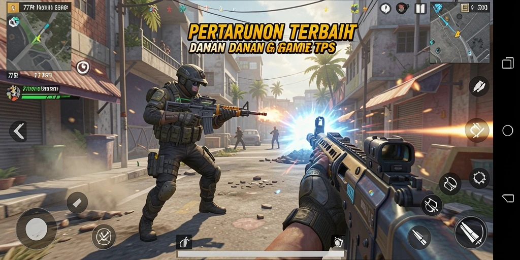 Screenshot gameplay TPS yang menampilkan aksi seru dalam 77RP.