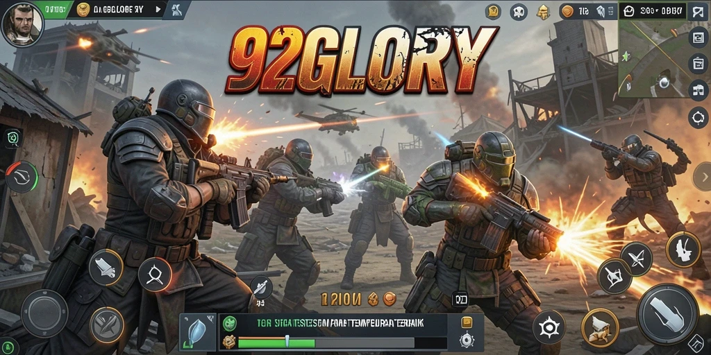 Tangkapan layar 92GLORY menampilkan pertempuran strategis yang menarik.