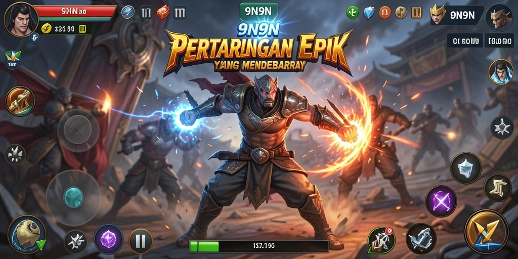 Screenshot menampilkan aksi pertarungan seru dalam 9N9N.