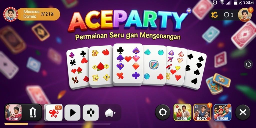 Tampilan screenshot dari gameplay <strong>ACEPARTY</strong> menunjukkan keasyikan bermain Domino.