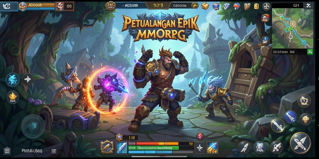 Screenshot menunjukkan aksi mendebarkan dalam permainan MMORPG ADS508.