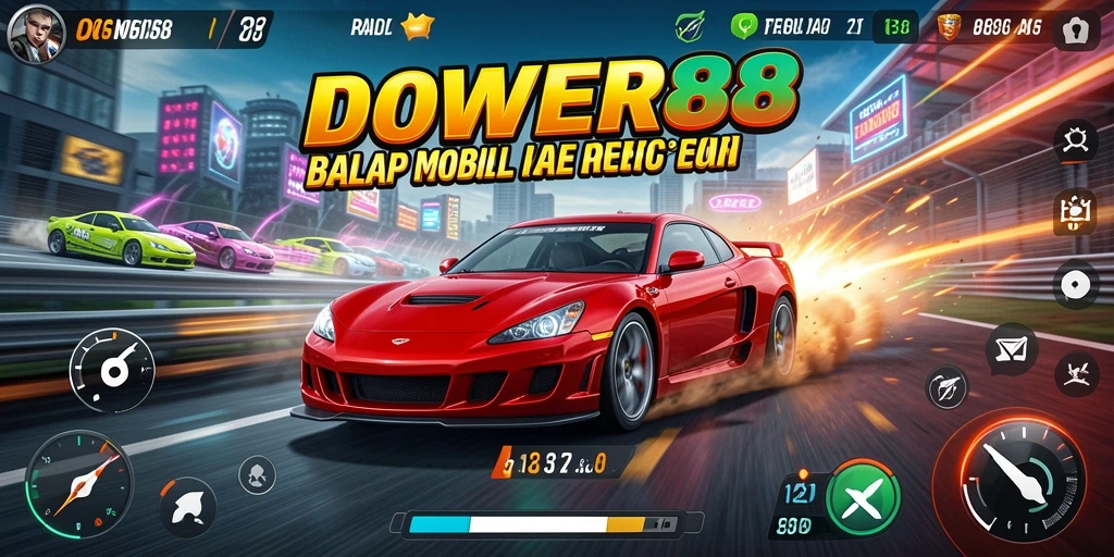 Tampilan gameplay balapan yang seru dan mendebarkan dari DOWER88.