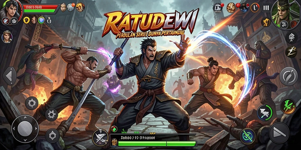 Tangkapan layar gameplay <strong>RATUDEWI</strong> menampilkan karakter yang bertarung dengan dinamis.
