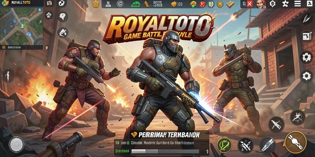 Screenshot menunjukkan aksi intens pertempuran dalam ROYALTOTO.