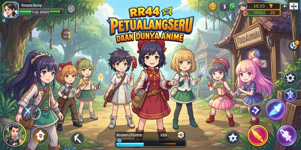Screenshot gameplay RR44 menampilkan pertarungan seru dalam dunia anime.