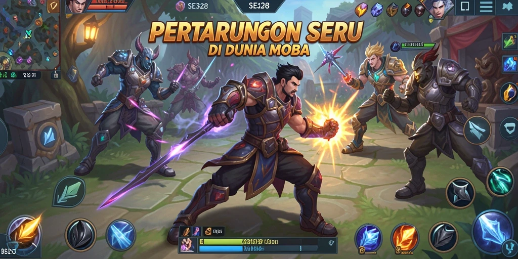 Tampilan menarik dari aksi pertarungan dalam game MOBA.