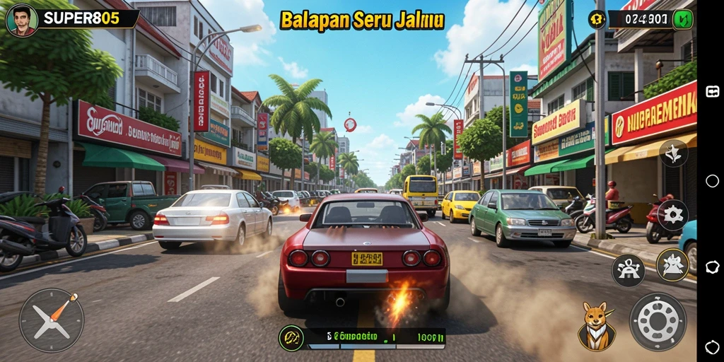 Gameplay Racing SUPER805 yang seru dan menantang.