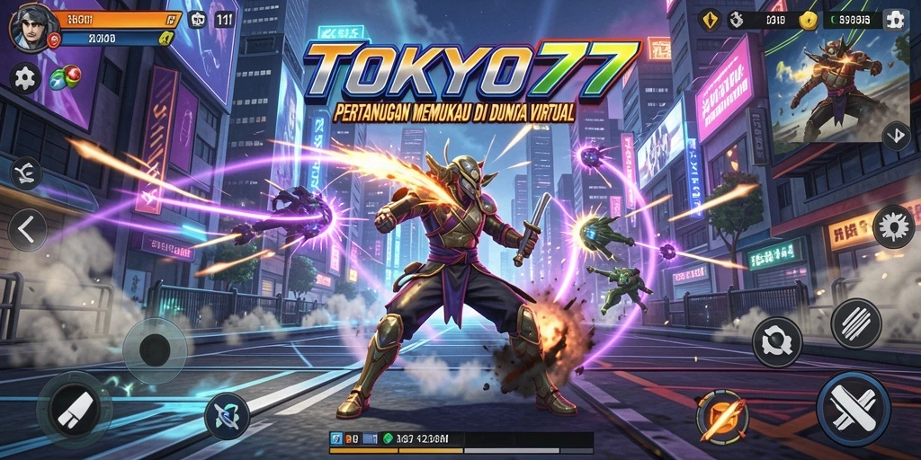 Tampilan gameplay pertarungan seru di TOKYO77.